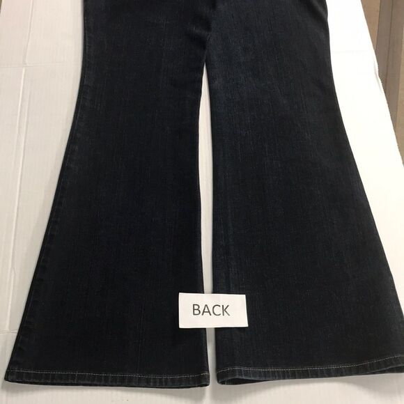 ANN TAYLOR LOFT Flare Wide Leg Denim Jeans Size 10 Back Flap Pockets Boot Cut - Picture 2 of 12